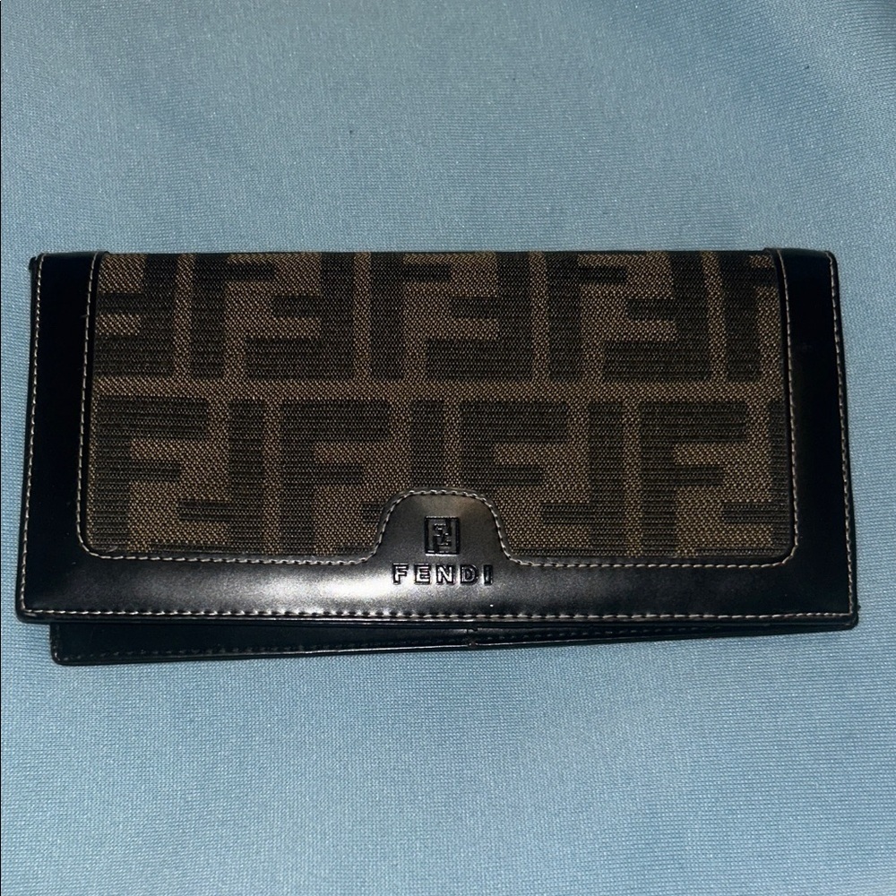 Luxury Designer Inspired Black and Brown Logo Clutch Wallet
